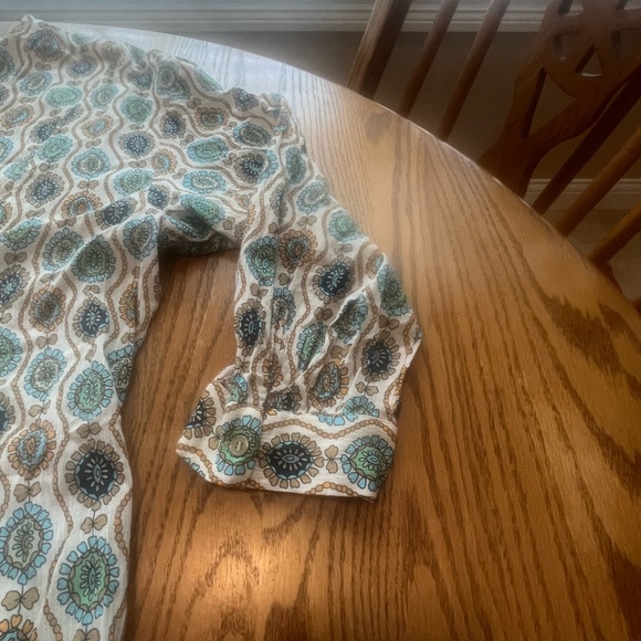 Rue de Femme Caftan Long Maxi Dress Double Front Slit Sand L V-Neck Pockets - Picture 10 of 16